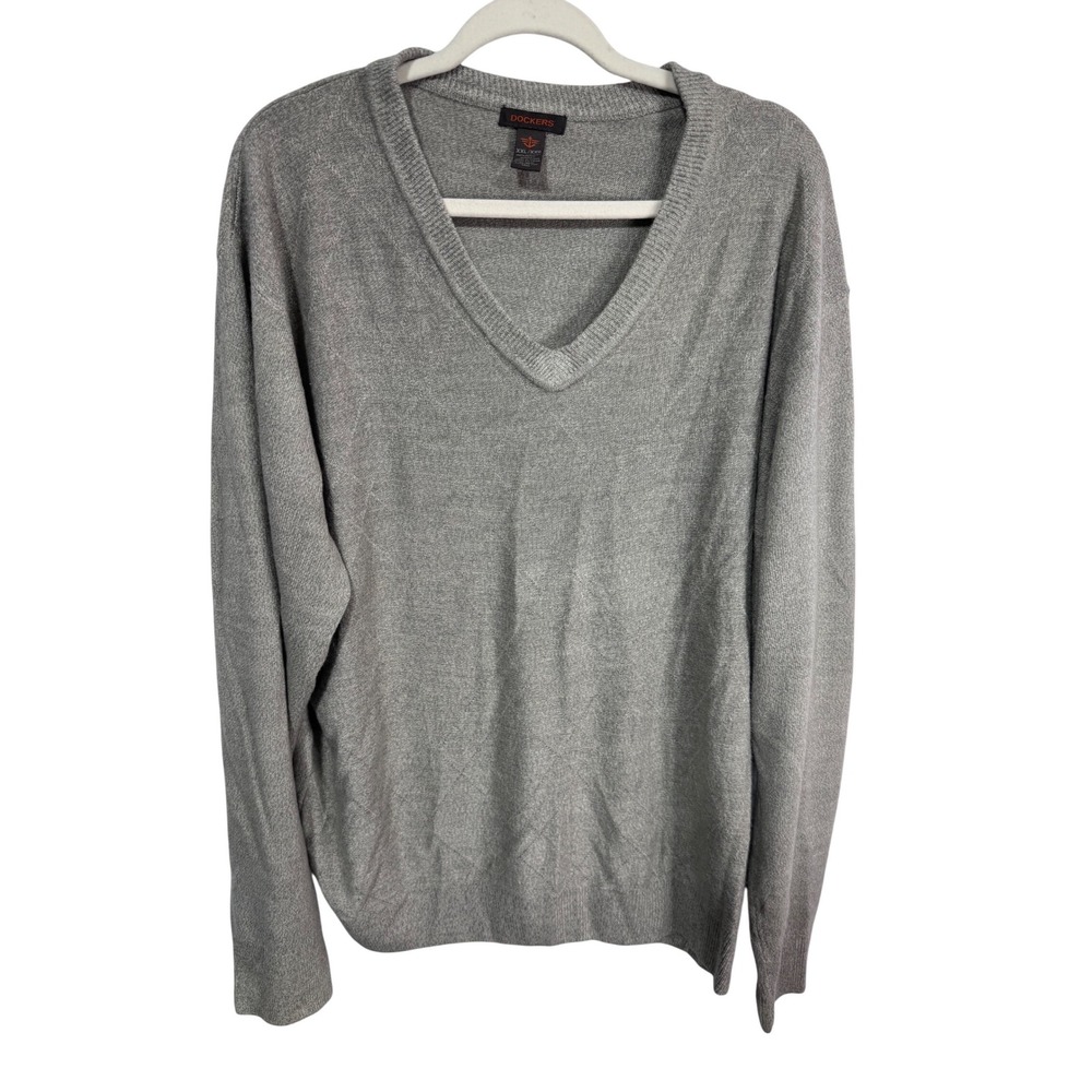 Dockers XXL Gray‎ V-Neck Sweater Men's Pullover Knit